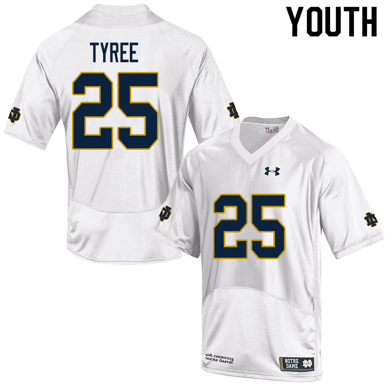 Youth #25 Chris Tyree Notre Dame Fighting Irish College Football Jerseys Sale-White